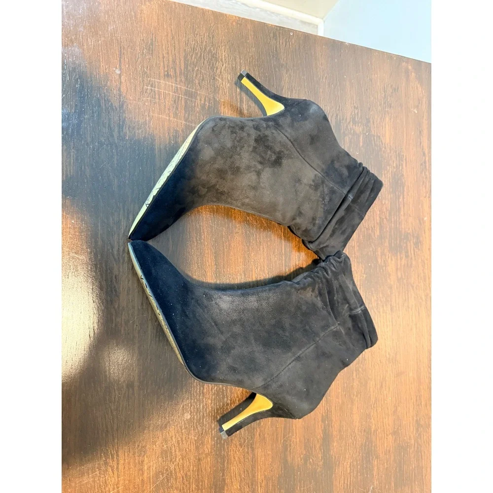 Bella Vita Danielle Black Suede Ruched Pointed Toe Stiletto Booties Women‎ 10 WW - Picture 3 of 10